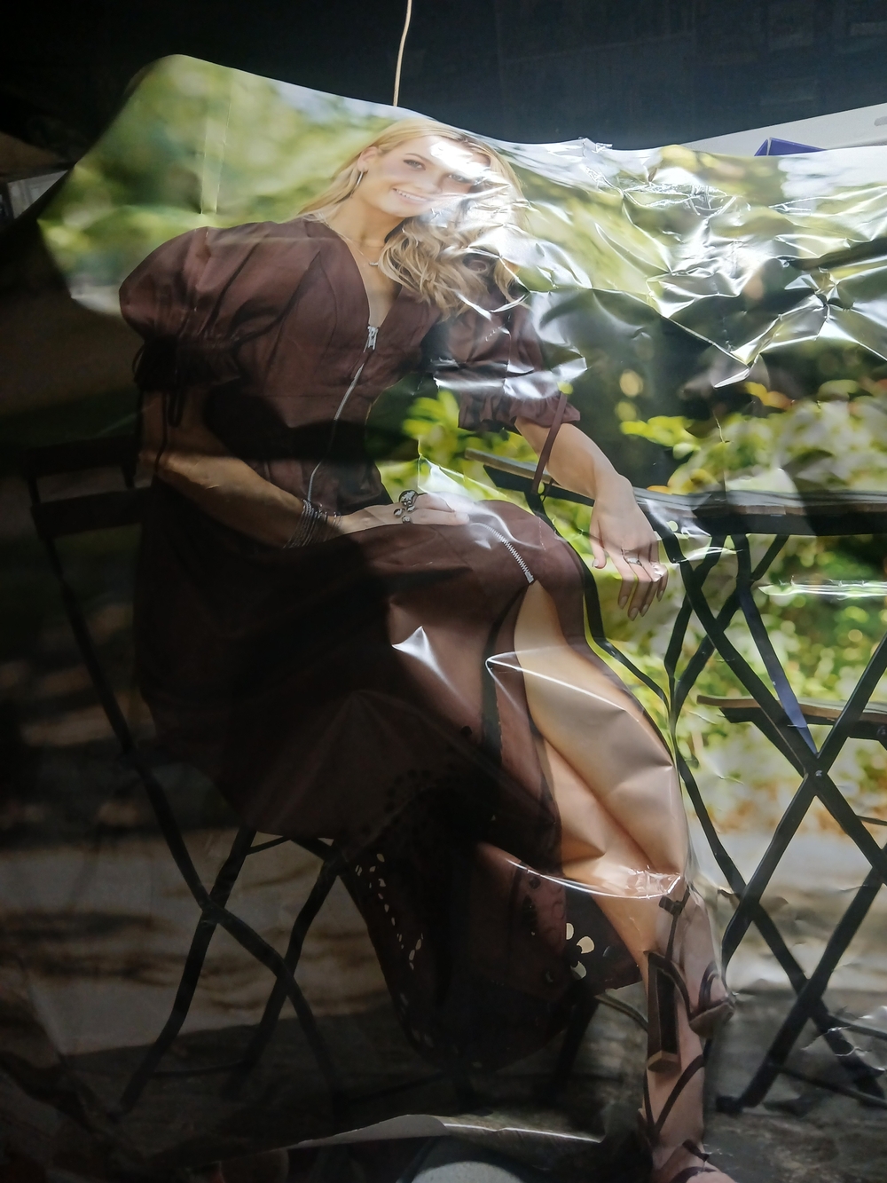 79"x 54" Cato Huge Wall Poster Model Woman In Brown Dress- Has Tears